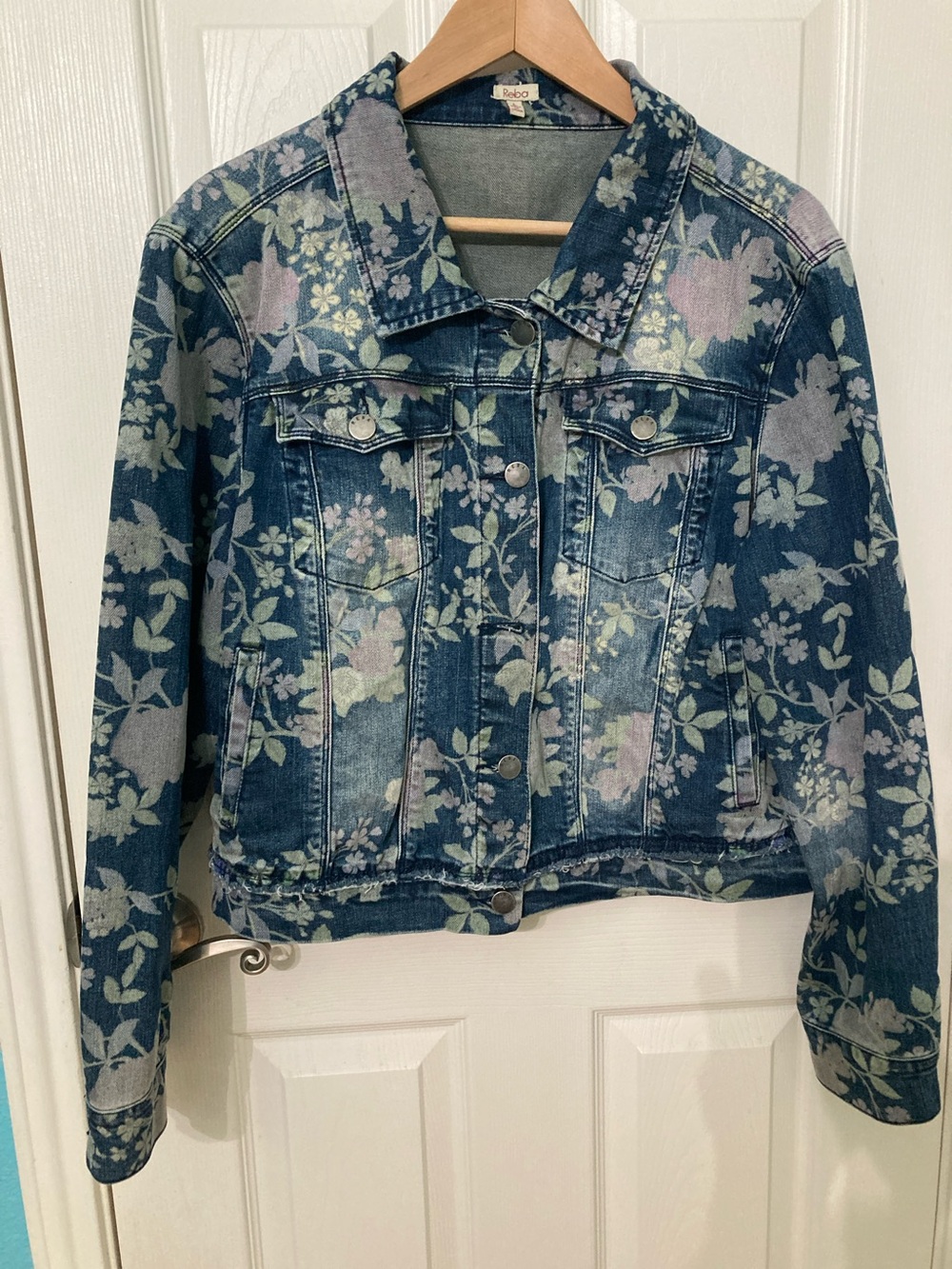 Reba Blue Denim Floral Lined Jacket